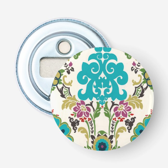 Damask Floral Patterns Plum Turquoise Flaschenöffner (Vorderseite)