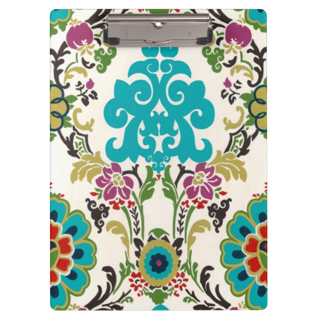 Damask Floral Patterns Plum Turquoise Klemmbrett (Vorderseite)