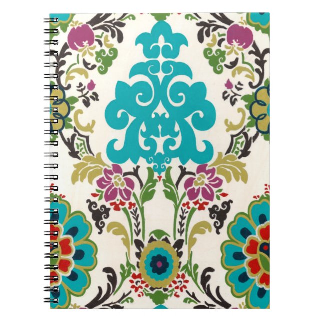 Damask Floral Patterns Plum Turquoise Notizblock (Vorderseite)