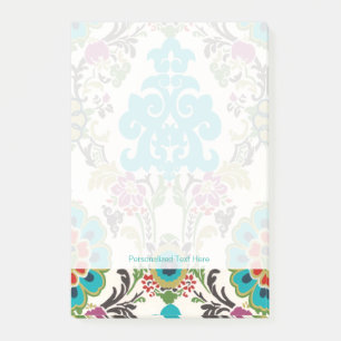 Damask Floral Patterns Plum Turquoise Post-it Klebezettel