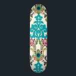 Damask Floral Patterns Plum Turquoise Skateboard<br><div class="desc">Türkisfarben,  Pflaume,  grüne und lila Blumenmuster treffen sich auf weißem Hintergrund,  um den Damast-Druck der Juni-Erica Vess zum Leben zu erwecken. Arbeitet als Geschenk für sich selbst,  einen Freund oder ein Familienmitglied.</div>