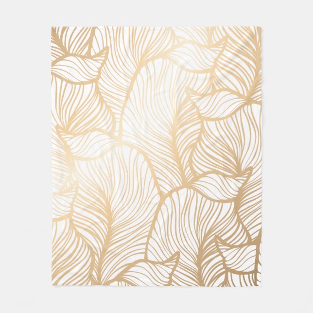 Damask florales Gold Fleece Blanket (Vorderseite)