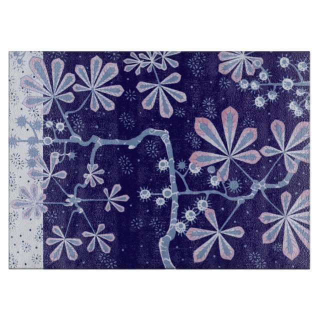 Damask Frost Blume Große Glasschneidplatte Schneidebrett (Vorderseite)