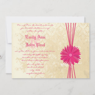 Damask Fuchsia Gerber Daisy Wedding Einladung