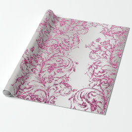 Damask Fuchsia Pink Metallic Grau Glitzer Hütte Geschenkpapier