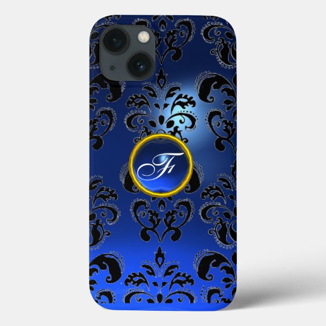 DAMASK GEM MONOGRAM blau dunkelblau Case-Mate iPhone Hülle (Rückseite)