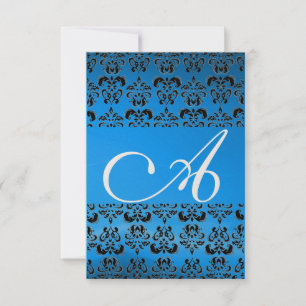 DAMASK GEM MONOGRAM Blau-uAwg Einladung