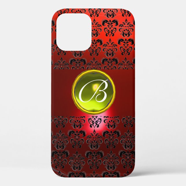 DAMASK GEM MONOGRAM Gelb Case-Mate iPhone Hülle (Rückseite)