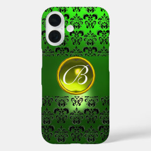DAMASK GEM MONOGRAM Gelbgrün iPhone 16 Hülle