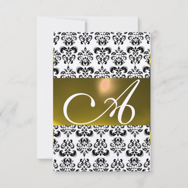 DAMASK GEM MONOGRAM Gelbweißgoldgoldgelb, uAwg Einladung (Vorderseite)