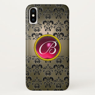 DAMASK GEM MONOGRAM Graue, schwarzrosa Fuchsia Case-Mate iPhone Hülle