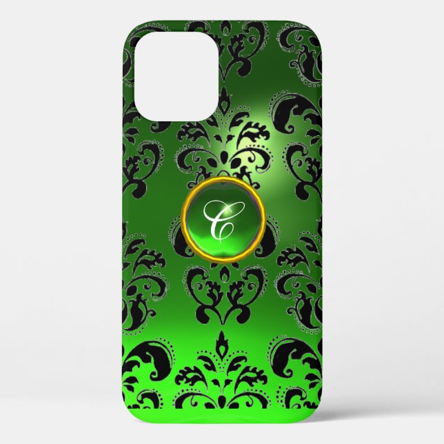 DAMASK GEM MONOGRAM grün Case-Mate iPhone Hülle (Rückseite)
