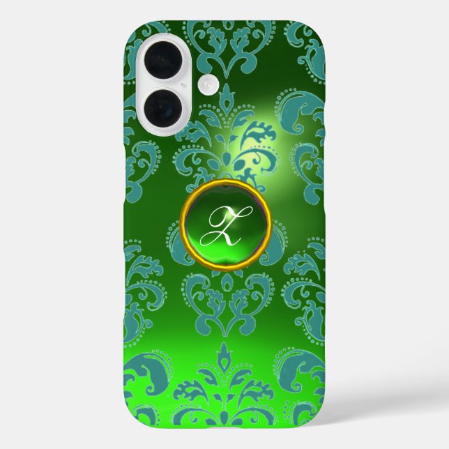 DAMASK GEM MONOGRAM grün Case-Mate iPhone Hülle (Rückseite)