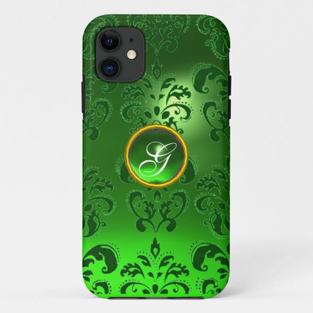 DAMASK GEM MONOGRAM grün Case-Mate iPhone Hülle (Rückseite)