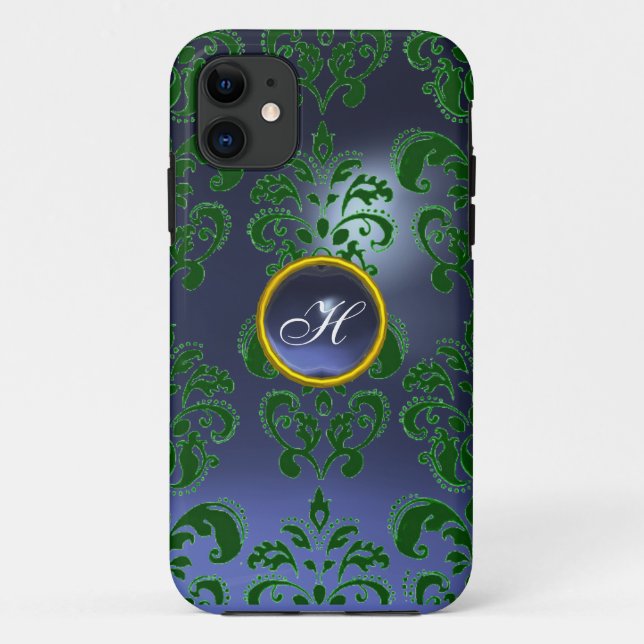 DAMASK GEM MONOGRAM grün lila dunkel Case-Mate iPhone Hülle (Rückseite)