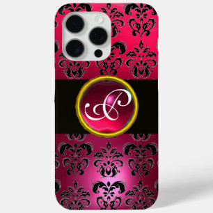 DAMASK GEM MONOGRAM Rosa Red Ruby iPhone 15 Pro Max Hülle