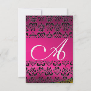 DAMASK GEM MONOGRAM Rosa uAwg Einladung