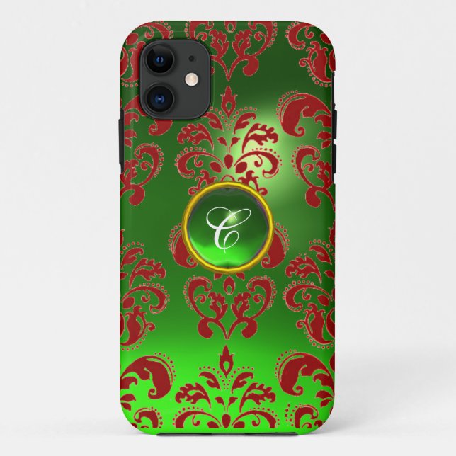DAMASK GEM MONOGRAM rot Case-Mate iPhone Hülle (Rückseite)