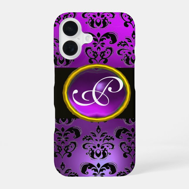 DAMASK GEM MONOGRAM Violet Lila Amethyst iPhone 16 Hülle (Rückseite)