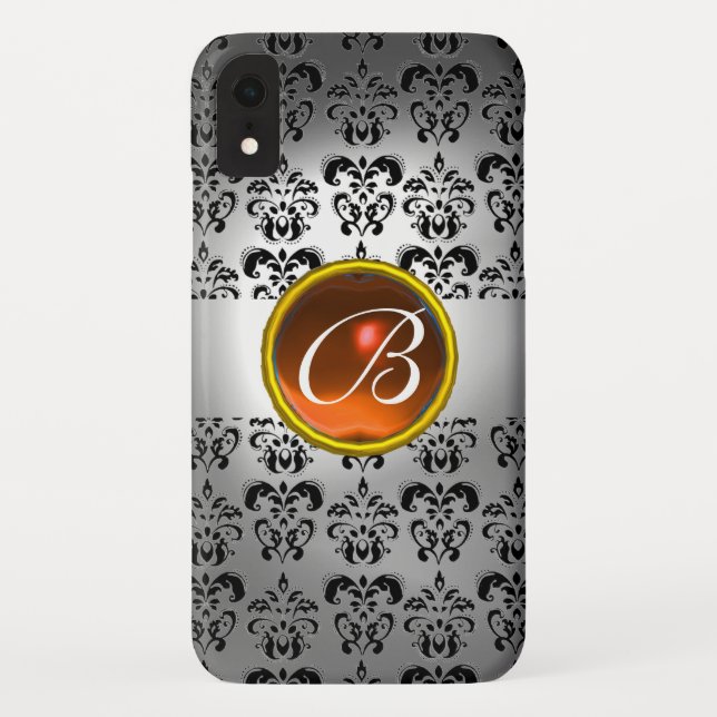 DAMASK GEM MONOGRAM White Black Oang Case-Mate iPhone Hülle (Rückseite)
