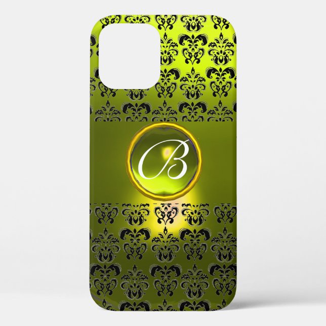 DAMASK GEM MONOGRAM Yellow Case-Mate iPhone Hülle (Rückseite)