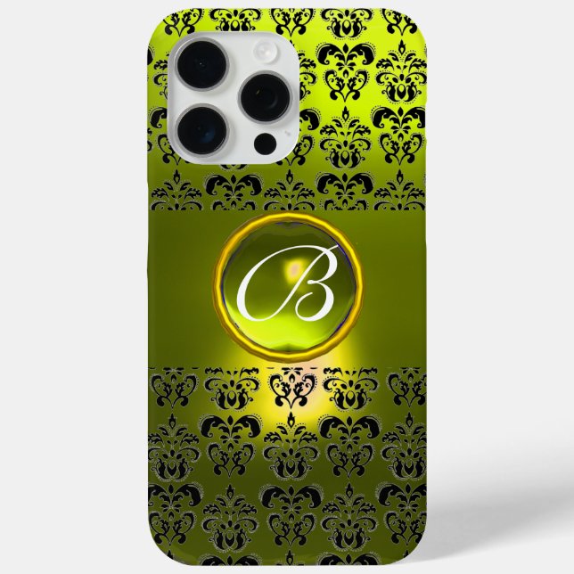 DAMASK GEM MONOGRAM Yellow Case-Mate iPhone Hülle (Rückseite)