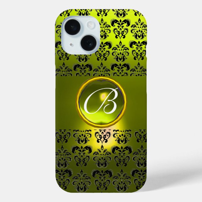 DAMASK GEM MONOGRAM Yellow Case-Mate iPhone Hülle (Rückseite)
