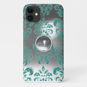 DAMASK GEM MONOGRAMM blau weiß iPhone 11 Hülle