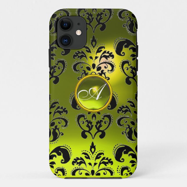DAMASK GEM MONOGRAMM gelb Case-Mate iPhone Hülle (Rückseite)