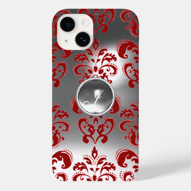 DAMASK GEM MONOGRAMM rot weiß Case-Mate iPhone Hülle (Rückseite)