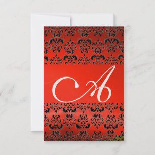 DAMASK GEM MONOGRAMM Rotes uAwg Einladung