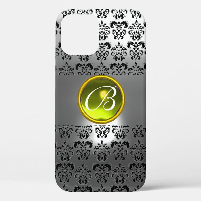 DAMASK GEM MONOGRAMM Yellow white kristall Case-Mate iPhone Hülle (Rückseite)
