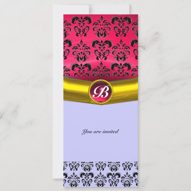 DAMASK GEM STONE MONOGRAM EINLADUNG (Vorderseite)