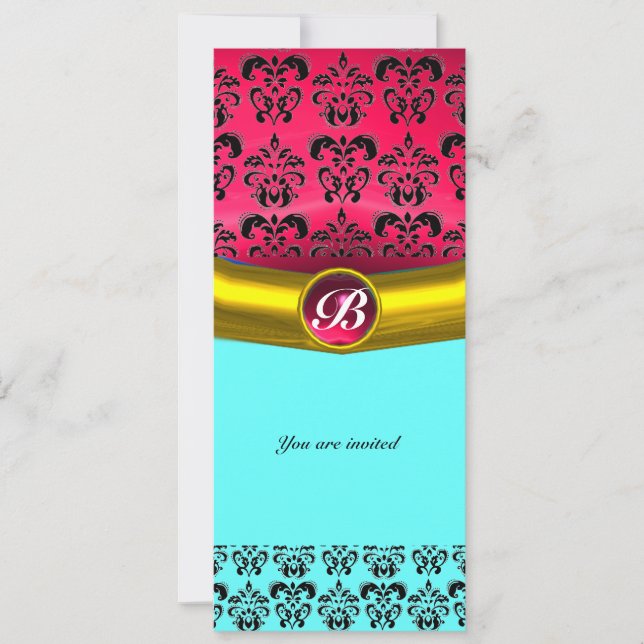 DAMASK GEM STONE MONOGRAM EINLADUNG (Vorderseite)