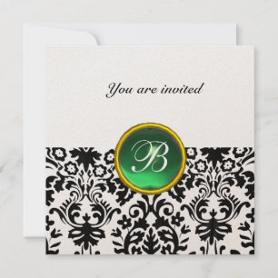 DAMASK GEM STONE MONOGRAM Jade grünes Gold Einladung