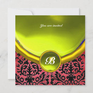 DAMASK GEM STONE MONOGRAM lila Seidengelb Einladung