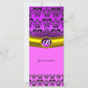 DAMASK GEM STONE MONOGRAM lila Veilchen Einladung