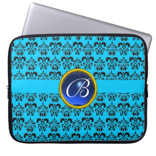 DAMASK GEM STONE MONOGRAMM Blau-Gelb Laptopschutzhülle