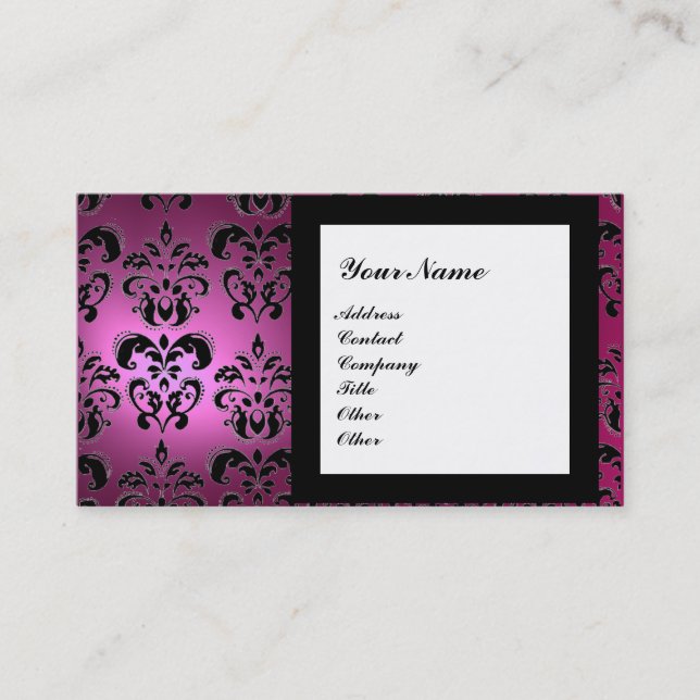 DAMASK GEM STONE MONOGRAMM rosa Visitenkarte (Vorderseite)