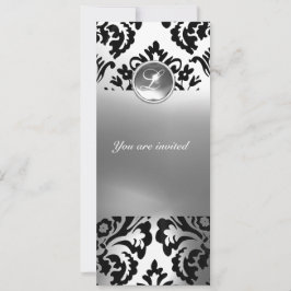 DAMASK GEM STONE MONOGRAMM weiß Einladung
