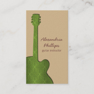 Damask Gitarre Music Business Card, Olive Green Visitenkarte
