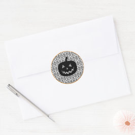 Damask Glam Halloween Pumpkin Runder Aufkleber