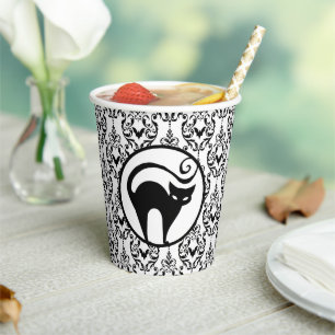 Damask Glam   Katzen und Fledermäuse Papierscheibe Pappbecher