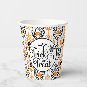 Damask Glam Pumpkin   Trick oder Trete Pappbecher