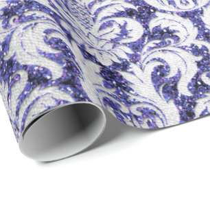 Damask Glitzer Indigo Silver Gray Royal Hütte Geschenkpapier