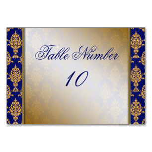 Damask Gold an den Royal Blue Borders Tischnummer