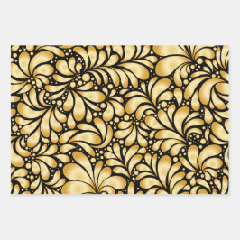 Damask Gold & Black Wrapping paper 3 sheets set Geschenkpapier Set