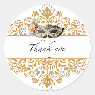 Damask Gold Masquerade Vielen Dank Sticker