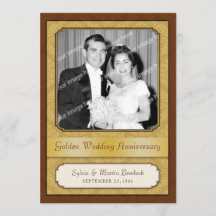 Damask Golden 50-jähriges Party Einladung