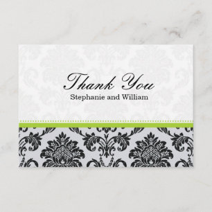 Damask Green Wedding Danke-Card Dankeskarte